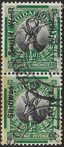 South West Africa 1926 Springboc Vertical Pair SG 45 Fine Used