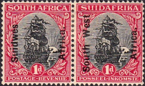 South West Africa 1926 Van Riebeeck's Ship Horizontal Pair SG 42 Fine Mint