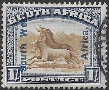 South West Africa 1927 Black and Blue Widebeest Single English SG 51 Fine Used