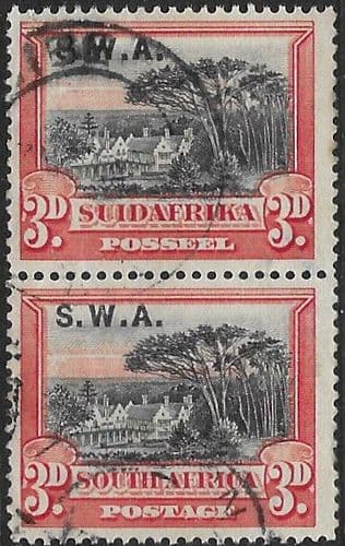 South West Africa 1927 Groot Shuur Vertical Pair SG 61  Fine Used