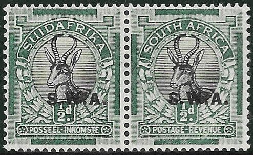 South West Africa 1927 Springboc Pair SG 68  Fine Mint