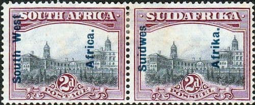 South West Africa 1927 Union Buildings Pretoria Horizontal Pair SG 49  Fine Mint