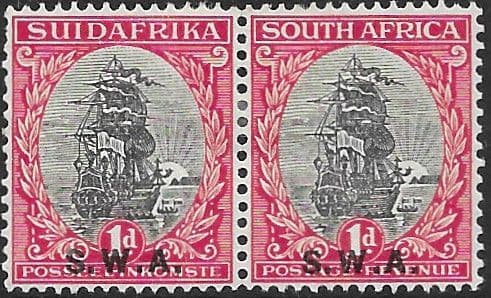 South West Africa 1927 Van Riebeeck's Ship Horizontal Pair SG 59 Fine Mint