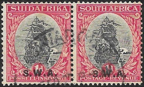 South West Africa 1927 Van Riebeeck's Ship Horizontal Pair SG 59  Fine Used
