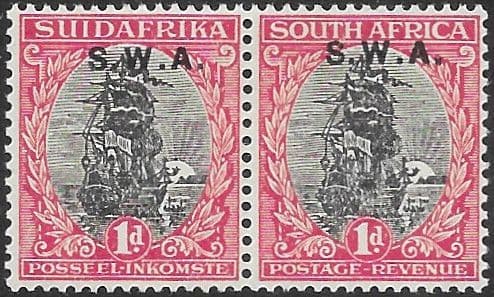 South West Africa 1927 Van Riebeeck's Ship Horizontal Pair SG 59b  Fine Mint