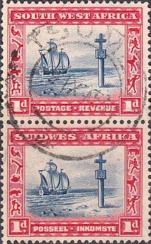 South West Africa 1931 Cape Cross Vertical Pair SG 75 Fine Used