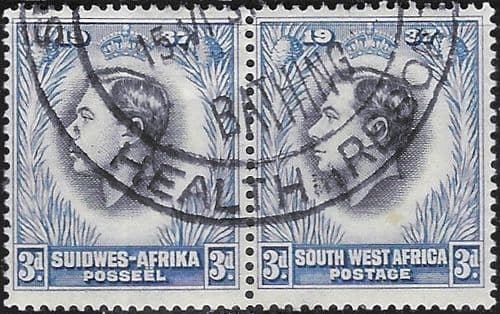 South West Africa 1937 Coronation Horizontal Pair SG 101 Fine Used