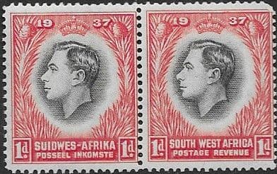 South West Africa 1937 Coronation Horizontal Pair SG 98 Fine Mint