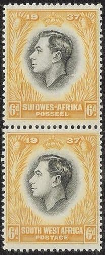 South West Africa 1937 Coronation Vertical Pair SG 103 Fine Mint