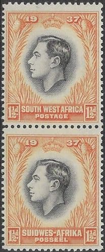 South West Africa 1937 Coronation Vertical Pair SG 99 Fine Mint