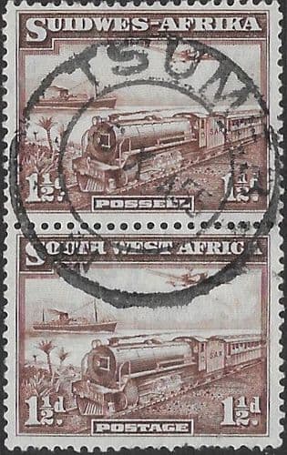 South West Africa 1937 SG 96 Mail Train Vertical Pair Fine Mint