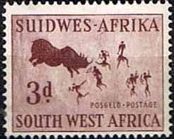 South West Africa 1954 SG 156 Rock Paintings Rhinoceros Hunt Fine Mint
