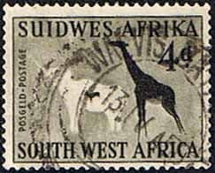 South West Africa 1954 SG 157 Rock Paintings White Elephant and Giraffe Fine Used