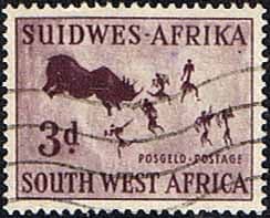 South West Africa 1960 SG 168 Rock Paintings Rhinoceros Hunt Fine Used