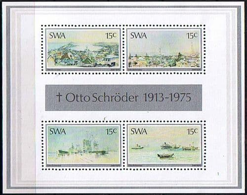 South West Africa 1975 Otto Schroder Paintings Miniature Sheet Fine Mint