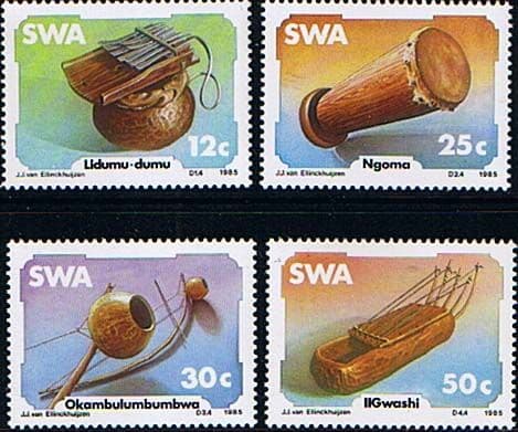 South West Africa 1985 Traditional Musical Instruments Set Fine Mint