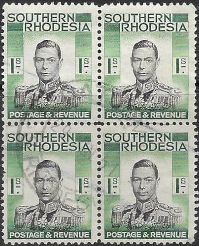 Southern Rhodesia 1937 George VI Head Block of 4 SG 40 Fine Used