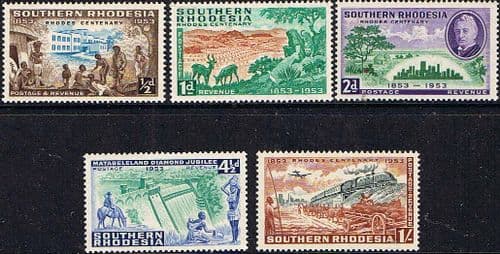 Southern Rhodesia 1953 Rhodes Centenary Set Fine Mint