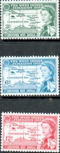 St Christopher Nevis Anguilla 1958 B W I Federation Set Fine Mint