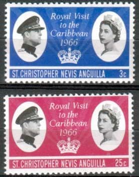 St Christopher Nevis Anguilla 1966 Caribbean Royal Visit Set Fine Mint