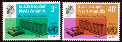 St Christopher Nevis Anguilla 1966 World Health Organisation Set Fine Mint