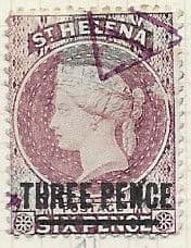 St Helena 1864 Queen Victoria Surcharged SG 41 Fine Used
