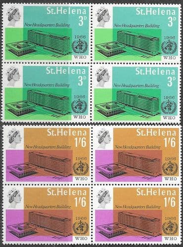 St Helena 1966 World Health Organisation Set Blocks of 4 Fine Mint