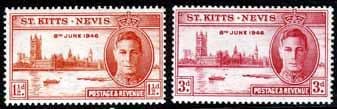 St Kitts and Nevis 1946 King George VI Victory Set Fine Mint