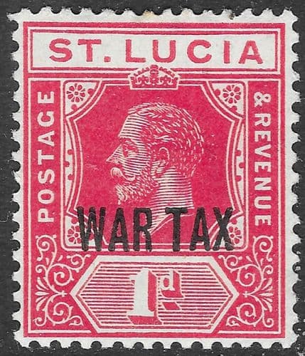 St Lucia 1916 King George V SG 90 War Tax Fine Mint