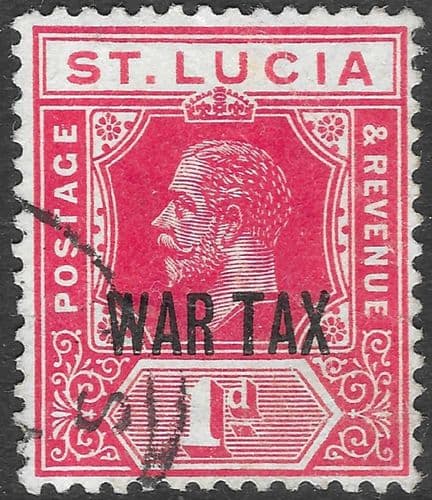 St Lucia 1916 King George V SG 90 War Tax Fine Used