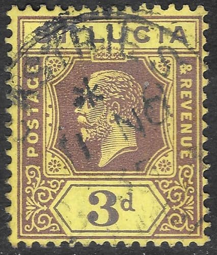 St Lucia 1921 King George V SG 100a Fine Used