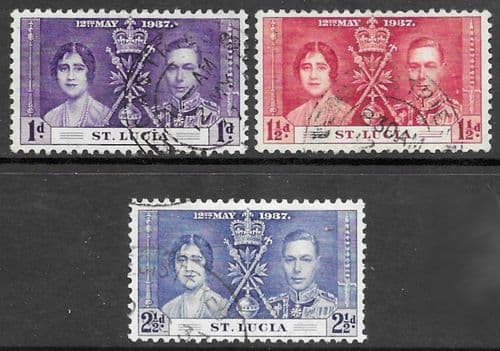 St Lucia 1937 King George VI Coronation Set Fine Used