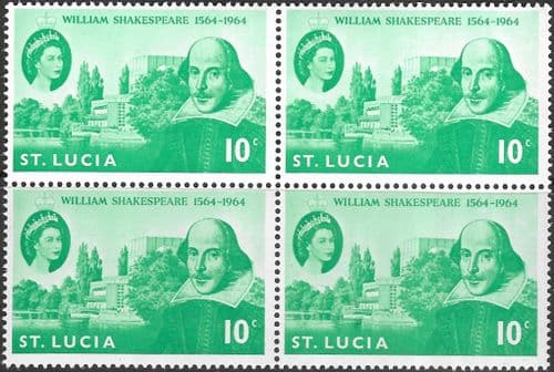 St Lucia 1964 William Shakespeare Fine Mint Block of 4