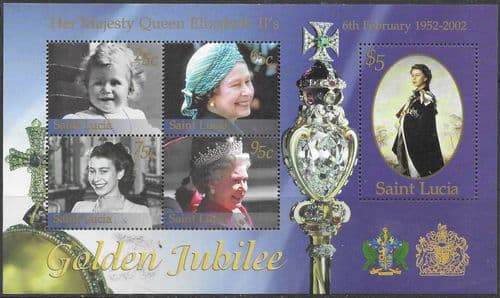 St Lucia 2002 Golden Jubilee Miniature Sheet Fine Mint
