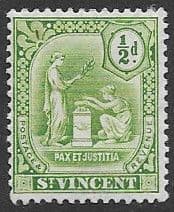 St Vincent 1909 Pax Et Justitia SG 102 Fine Mint