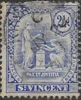 St Vincent 1909 Pax Et Justitia  SG 105 Fine Used