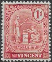 St Vincent 1909 Pax Et Justitia SG 99 Fine Mint