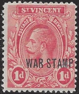 St Vincent 1916 King George V War Tax  SG 126 Fine Mint