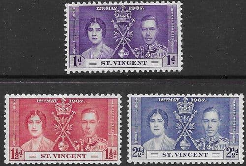 St Vincent 1937 King George VI Coronation Set Fine Mint