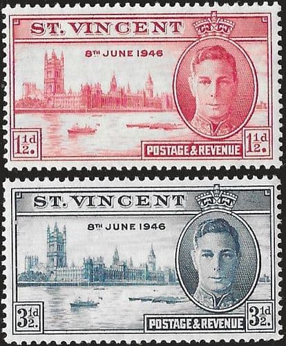St Vincent 1946 King George VI Victory Set Fine Mint