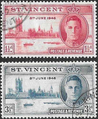 St Vincent 1946 King George VI Victory Set Fine Used