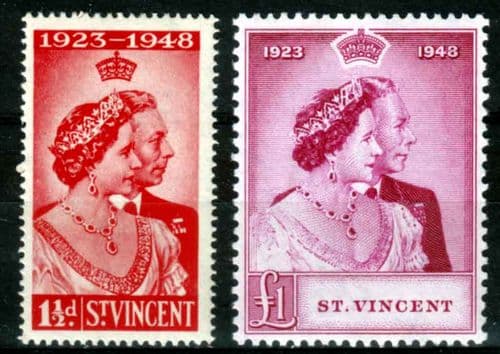 St Vincent 1948 King George VI Royal Silver Wedding Set Fine Mint