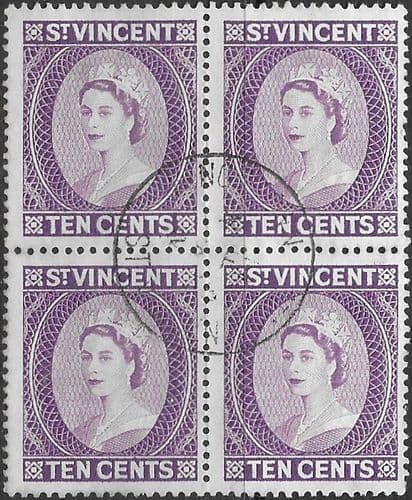 St Vincent 1964 Queen Elizabeth II Blockc of 4 SG 207 Fine Used