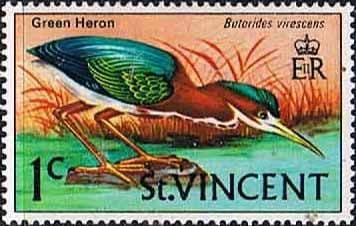 St Vincent 1970 Birds SG 286 Green Heron Fine Mint