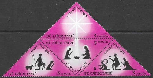 St Vincent 1975 Christmas Strip SG 467 /470A Fine Mint