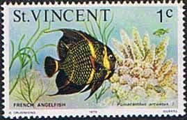 St Vincent 1975 Marine life SG 422 French Angel Fish Fine Mint