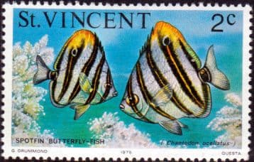 St Vincent 1975 Marine life SG 423 Butterfly Fish Fine Mint