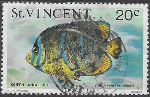 St Vincent 1975 Marine life SG 433 Queen angelfish Fine Used