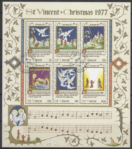 St Vincent 1977 Christmas Miniature Sheet Fine Used
