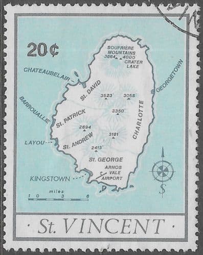 St Vincent 1977 Provisionals Map SG 541 Fine Used